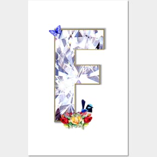 Name Initial Letter F and Fairy Wren Posters and Art